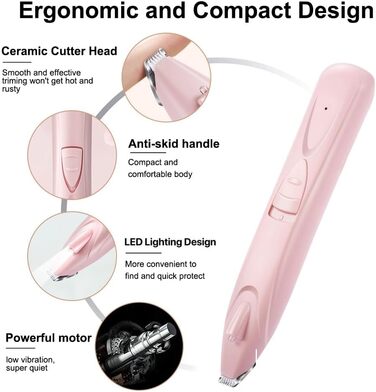 Бездротовий триммер для лап тварин, тиха машинка для собак з LED-підсвіткою, перезаряджувана для собак, котів, лап, очей, вух, обличчя, тіла, зелений
