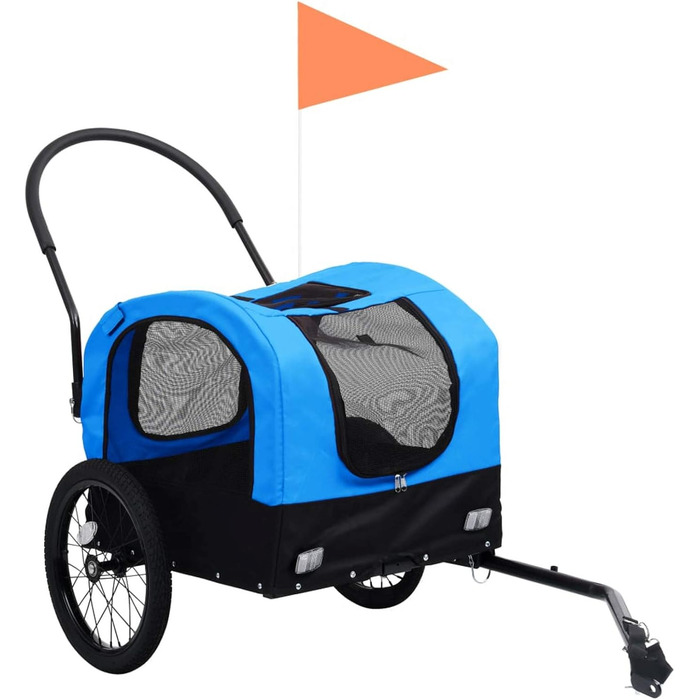 ZEYUAN 2-в-1 велосипедний причіп-коляска для тварин, блакитно-чорний