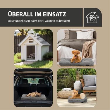 Крісло-лежанка для собак Rohrschneider, Made in EU, з антиковзким покриттям, сірого кольору, розмір 1 (50 x 80 x 7 см), з мискою для корму. Підходить для собак маленьких, середніх та великих порід, а також для котів.