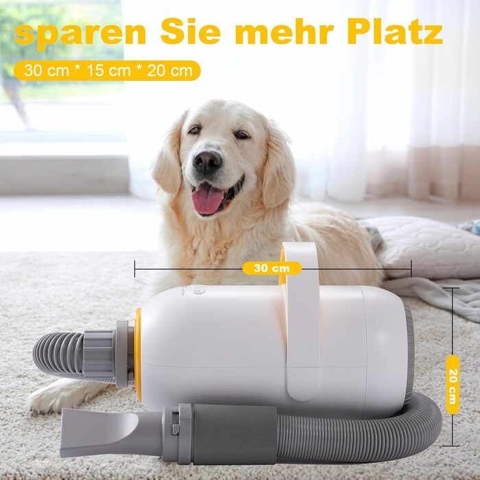 Фен для собак Kanonen-Stil білий 2400W, професійний собачий фен-сушарка з регулюванням швидкості та температури повітря, 1-9 рівнів, 35-60°C, #LYCSJDPWH-DE