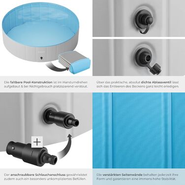 Басейн Tectake® для собак та дітей: надувний, складний, діаметр 120 см