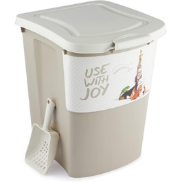 Контейнер для корму Rotho Archie 38л з кришкою, пластик PP, BPA-free, багатоколірний, бежевий