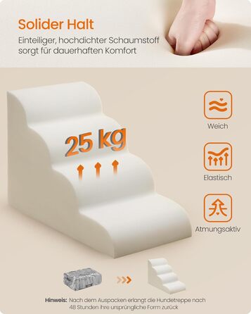 Сходинки для собак Feandrea, 4 сходинки, для маленьких собак, котів, водонепроникні, неслизькі, знімний чохол, сірий PPS004G01