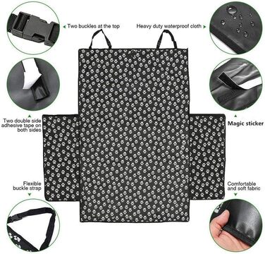 Захист для багажника автомобіля від бруду та вологи для собак, водовідштовхувальна захисна ковдра з боковими бар'єрами, чорний, M (155x105x33 см)