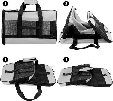 Транспортна сумка QWORK® для котів та собак до 10 кг (48x30x30 см) - переноска для тварин, портативна, миється