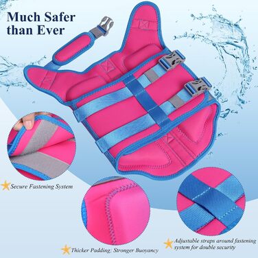 Жилет рятувальний для собак VIVAGLORY, жилет для плавання, S, рожево-блакитний (53-63см)