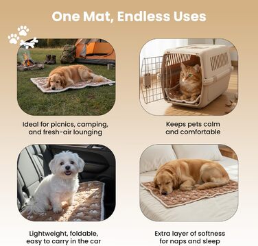 Килимок для собак та котів PetMat з органічної бавовни, 40,6 x 61 см, двосторонній, безшовний, м'який 3D-в'язаний, для лежанок, бежевий