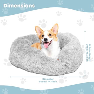 Кругла лежанка для собак та котів GONICVIN, м'яка, антистресова, сірого кольору, 50 см