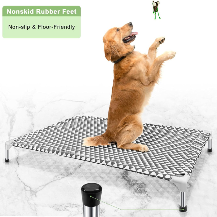 Підвищене собаче ліжко для вулиці, великий розмір, бавовна, антиковзні ніжки, до 45 кг (трикутник, X-Large)