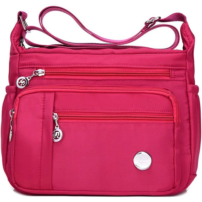 Жіноча сумка-тоут на плече з нейлону Zjsjm1106_b - чорний/рожевий (великий об'єм, водонепроникна)