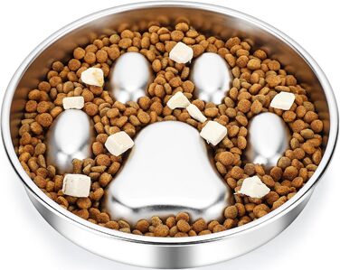 PETTOM Миска для собак протиковтання, нержавіюча сталь, Ø21 см, велика, повільне годування 21*21*4 см