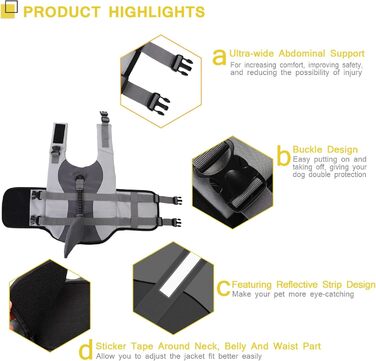 Спасальний жилет для собак ASENKU сірий, S - для плавання, катання на човні