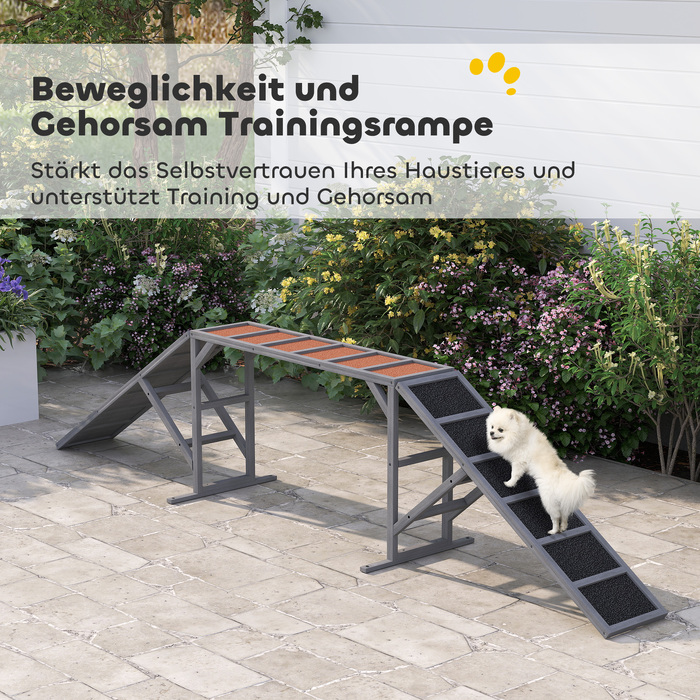 Перехід для собак (Agility) з поручнем, протиковзаюча поверхня, всепогодний, до 40 кг, 335x55x60 см, сірий