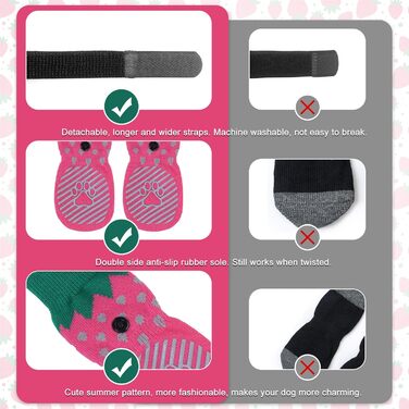 Шкарпетки для собак EXPAWLORER проти ковзання, захист лап, 6 шт. (Medium), полуниця