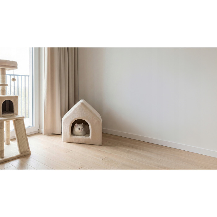 Будиночок-лежак для котів SUITE Carinio з двосторонньою подушкою, 44 × 42 × 44 см