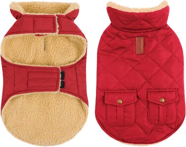 Зимовий теплий одяг для собак: куртка з флісу, підходить для чихуахуа, такс, червона, розмір S