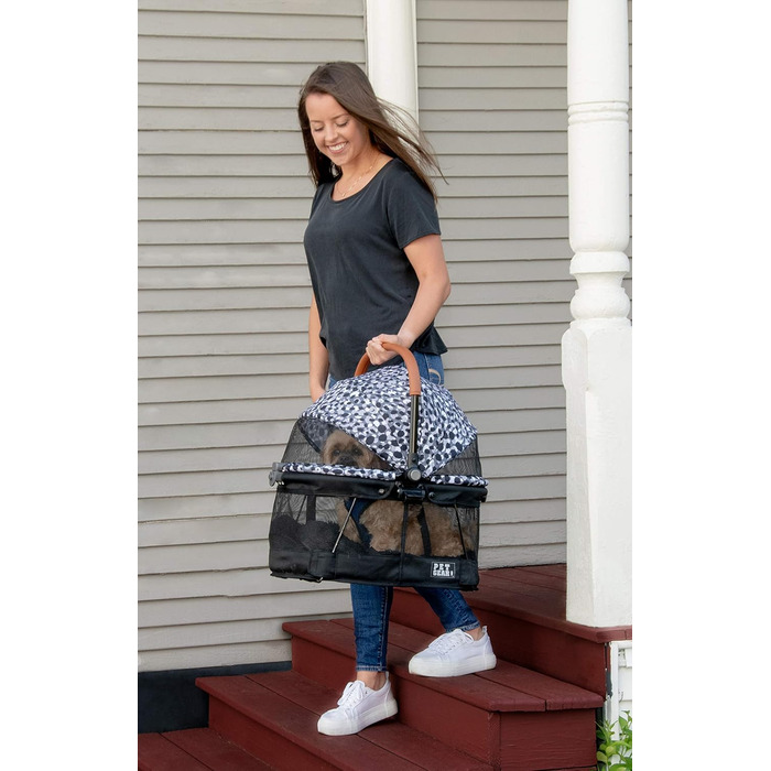 Дитяча коляска Pet Gear 3-в-1 View 360 з функцією перенесення та підйомника, Easy Click N Go, для собак та котів, Charcoal Juguar, 4 колеса (внутрішній простір 48.3 x 33 x 51.1 см)