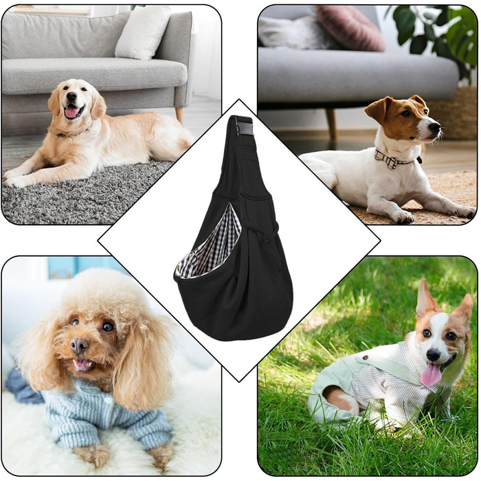 Сумка-переноска для маленьких собак | Двостороння переноска для цуценят | Дихаюча переноска для тварин з регульованим ремінцем для собак і котів для прогулянок на вулиці та подорожей (Чорний)