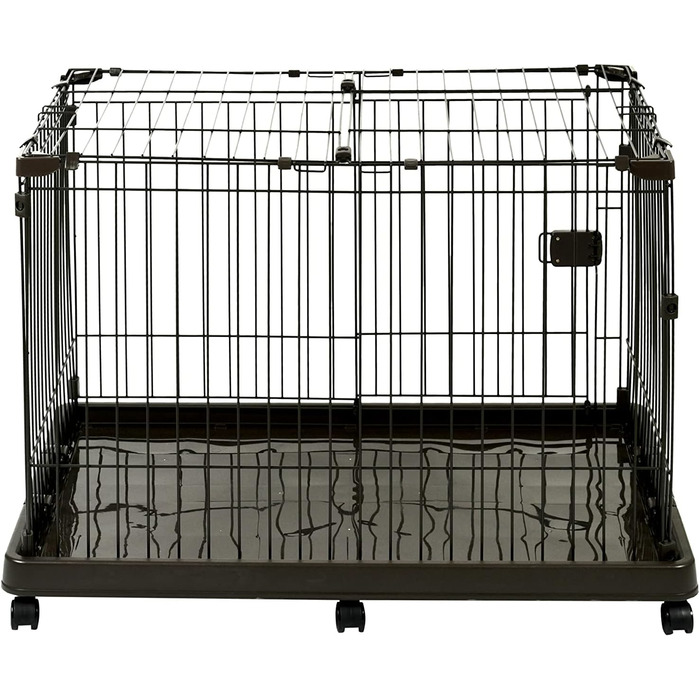 Клітка для собак та котів Iris Ohyama STS-1200TY, 66 см, коричнева, з дахом та замикаючоюся дверима, для внутрішнього та зовнішнього використання