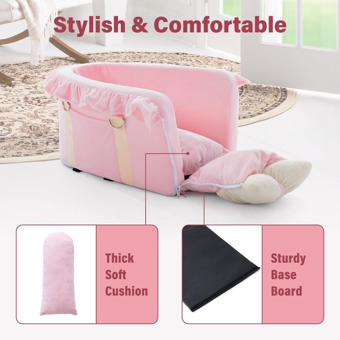 Автокрісло для собак Jaoul - зручне, з регульованими ременями, для маленьких собак, рожеве