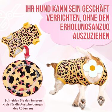 Комбінезон для собак після операції LowTon з м'яким дихаючим захистом від витікання, альтернатива електронного нашийника, підходить для кастрованих собак (самців та самок), (Leopardenmuster-Gelb, XXXXL)
