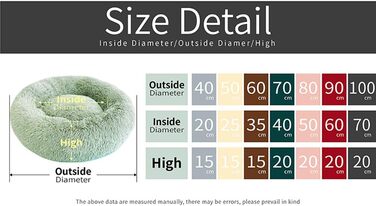 Кругле м'яке ліжко для собак та котів Deluxe з плюшу, форма пончика, діаметр 70 см, світло-коричневий колір, водонепроникне дно