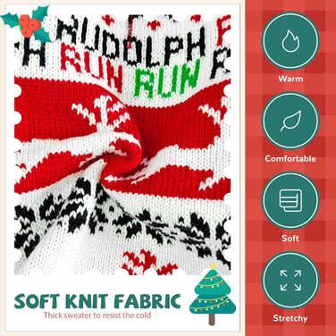 Святочний пуловер для собак, теплий, м'який, осінньо-зимовий, з високим коміром, в'язаний, для цуценят, милий олень, червоний, для собак, на Різдво, з короткими рукавами, (XX-Large, Червоний/Білий)