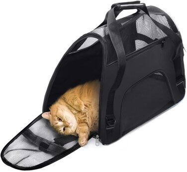 Сумка-переноска для домашніх тварин з м'якими боковинами (Чорний)