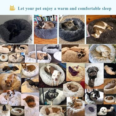 М'яке кругле ліжко для собак і котів Lukery з плюшу, зручне доунат-ліжко, м'яке плюшеве ліжко для маленьких, середніх та великих тварин (60 см, світло-морська зелень) 60 см, світло-морська зелень