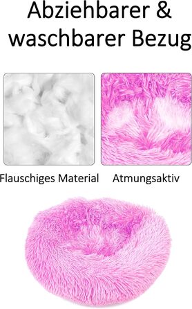 М'яке ліжко для собак Donut 50 см - рожева, для маленьких та середніх собак, кошик для тварин, миється