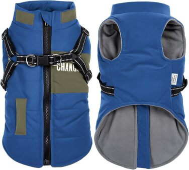 Зимова куртка для собак, вантажний дизайн, світловідбиваюча, водонепроникна жилетка для цуценят та собак середніх розмірів (M, Темно-синій)