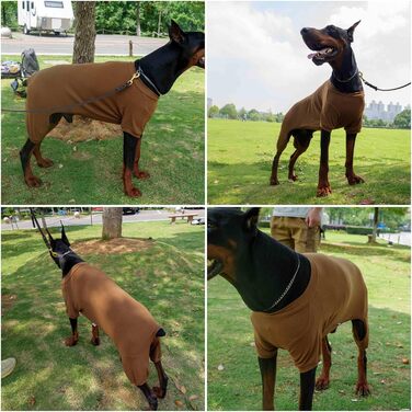 Піжама для собак Lovelonglong, бавовна, в'язана, 4 лапи, для всіх сезонів, теплий боді для собак великих, середніх та маленьких порід, колір кава, розмір L