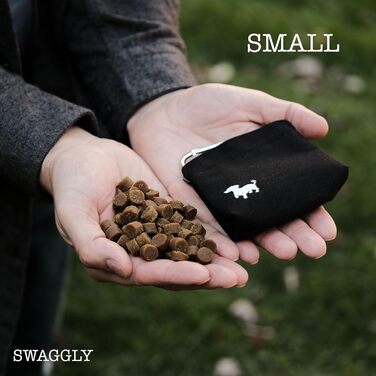 Сумка для ласощів для собак - компактна сумка для тренувань з магнітним закриттям - аксесуар для собак, чорна з сірою підкладкою Small