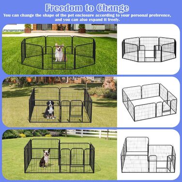 Клітка для цуценят Yakimz 8-частинна, вигульна клітка для цуценят висотою 60 см з дверцятами та захисним тентом, гнучка та складана клітка для собак, загородження для цуценят, собак, кроликів та інших дрібних тварин, 8 шт. - 80x60 см
