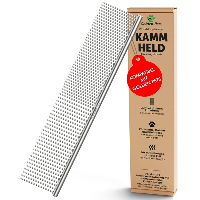 Зубна щітка для собак та котів з захисними нопочками - видаляє підшерсток, ковтуни та вузли. Ідеальна для догляду за довгошерстих собак, таких як кокапу, пудель. Розмір S, професійний гребінь L