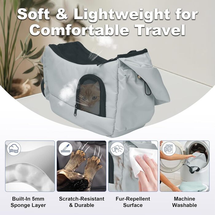 Транспортувальна сумка для собак та котів, до 3,2 кг, дихаюча, з кишенями, сірого кольору