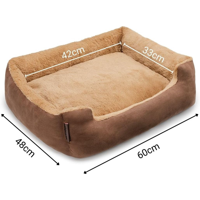 Килимок для собак Lionto з двостороннім подушкою та нековзким дном, 60x48 см, коричневий/бежевий. Підходить для собак та котів будь-якого віку.