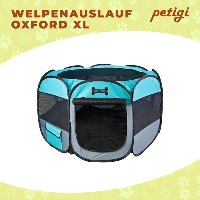 Манеж для цуценят Petigi XL 115x115x65 см, 8-кутний, зелений, для собак, котів, гризунів, легкий у догляді