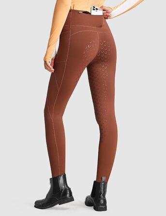 Легінси для верхової їзди зимові жіночі FitsT4 з силіконовим повним покриттям, флісовою підкладкою, кишенею для телефону та петлями для ременя (M, Іржаний)