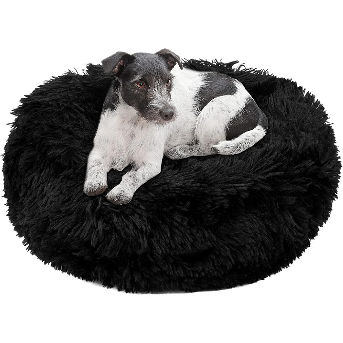 М'яке ліжко для собак та котів Donut 50см - чорне, для маленьких та середніх порід