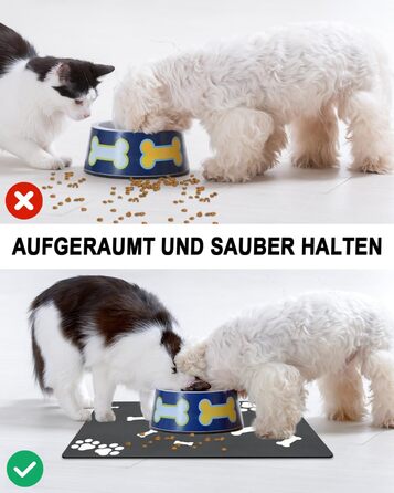 Підкладка під миску для собак та котів, чорна, 40x60 см: нековзна, швидковисихаюча, легко миється