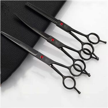 Набір ножиць для грумінгу собак: прямі, витончені та зігнуті ножиці з нержавіючої сталі