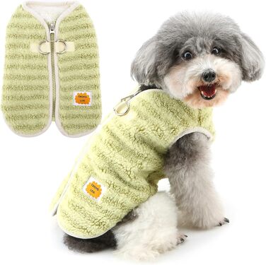 Теплий флісовий пуловер для собак Zunea, зимовий одяг для цуценят, куртка з D-поточкою, для чихуахуа, йоркширського тер'єра, XS/S, зелений