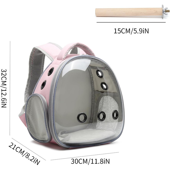 Рюкзак для тварин Ioview: переноска для хом'яків, морських свинок, птахів, котів, собак, черепах, кроликів та інших дрібних тварин. Рожевий, з аксесуарами