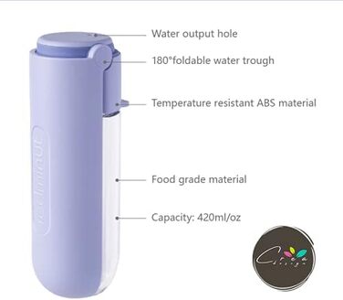Crea Vega: Складана пляшка для води для собак, 420 мл, біла. Антибактеріальний диспенсер для собак, ідеально для подорожей та прогулянок на природі.