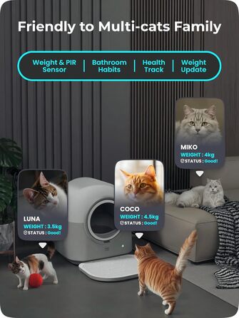 Автоматичний туалет для котів ABRCT PRO XXL з самоочищенням, контроль через додаток, вага, антипах, для кількох котів, з килимком
