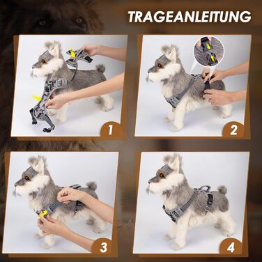 Шлейка для собак Eyein для великих собак, анти-тягу, з 2 карабінами та зручною ручкою, регульована та світловідбиваюча, з м'якою підкладкою, для щоденних тренувань (Tarngrau, XL), XL (55-83см, 50-94см) Tarngrau