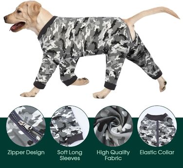 Комбінезон для собак після операції, для великих собак, камуфляж, XL (спинка 49 см, груди 71 см)