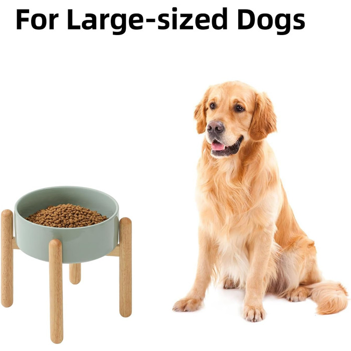 Керамічна годівниця для собак Havniva 21 см зі стійкою, великі породи, миска для їжі та води (1 шт., світло-зелена)