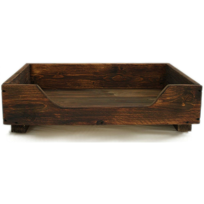 Дерев'яне ліжко для собак - 90 x 55 см, коричневе. Ліжко-корзина для собак та котів з масивного дерева